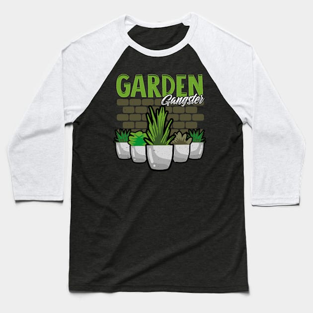 Cute & Funny Garden Gangster Gardening Pun Baseball T-Shirt by theperfectpresents